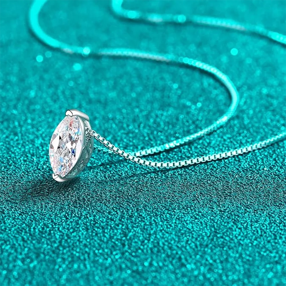 New 5*10mm 1CT Marquise Cut Moissanite Diamond Necklace