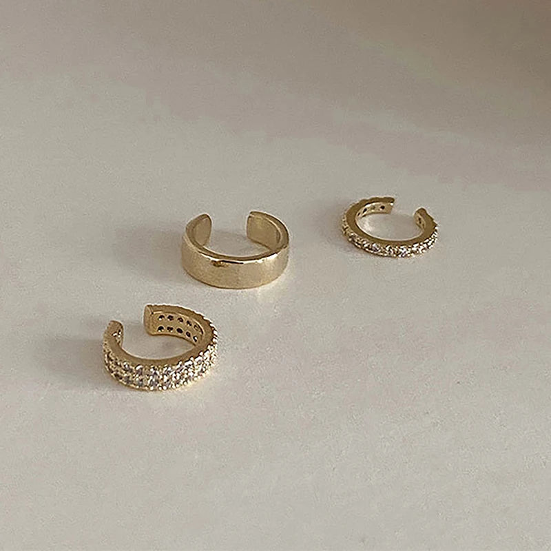 3Pcs/set Fashion C Shape Zircon Ear Cuff -  No Piercing Ear Clip For Women
