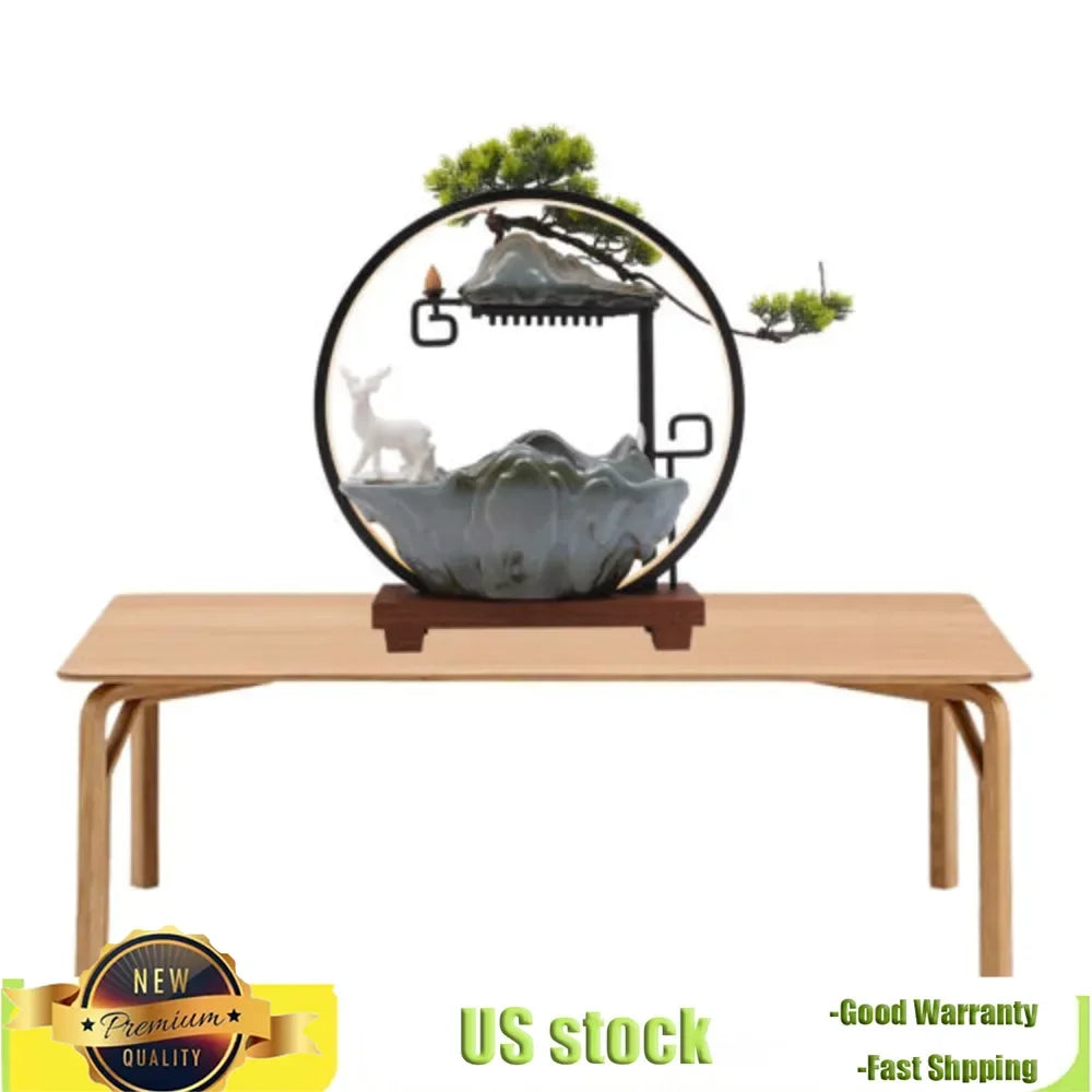 Indoor Water Fountain With Mist Touch Switch LED Light - Incense Burner Waterfall