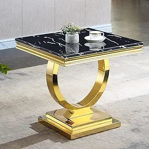 White Marble Console Table with Stainless Steel U-Base