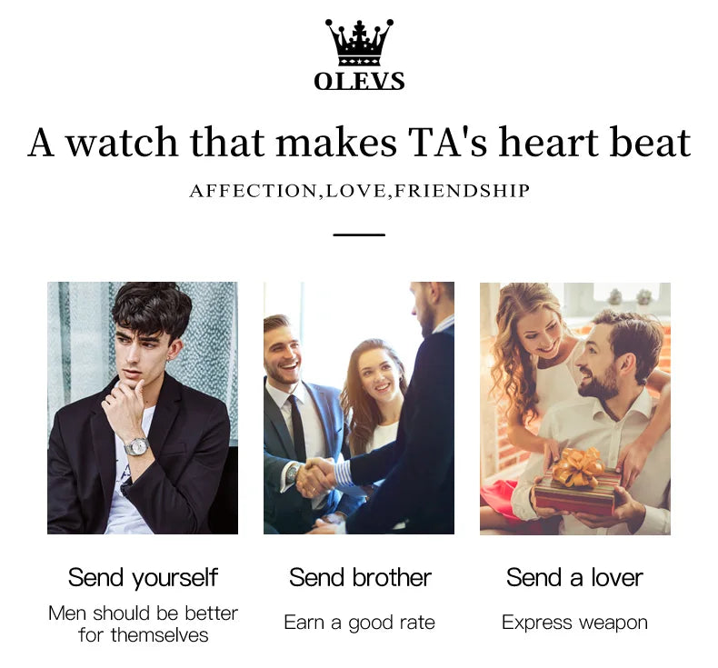 Moon Phase Men's Watches - Original Waterproof Luxury Quartz Watch Stainless Steel Chronograph