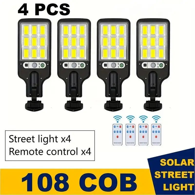 1/2/4-Pack Solar Street Lights,  COB LED Outdoor Wall Lights with Remote Control and Motion Sensor