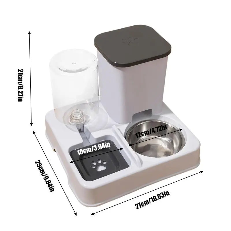 Automatic Cat Feeder Water Dispenser Set 2 In 1 Tilted Automatic Pet Food And Water Feeder Food Feeder And Waterer