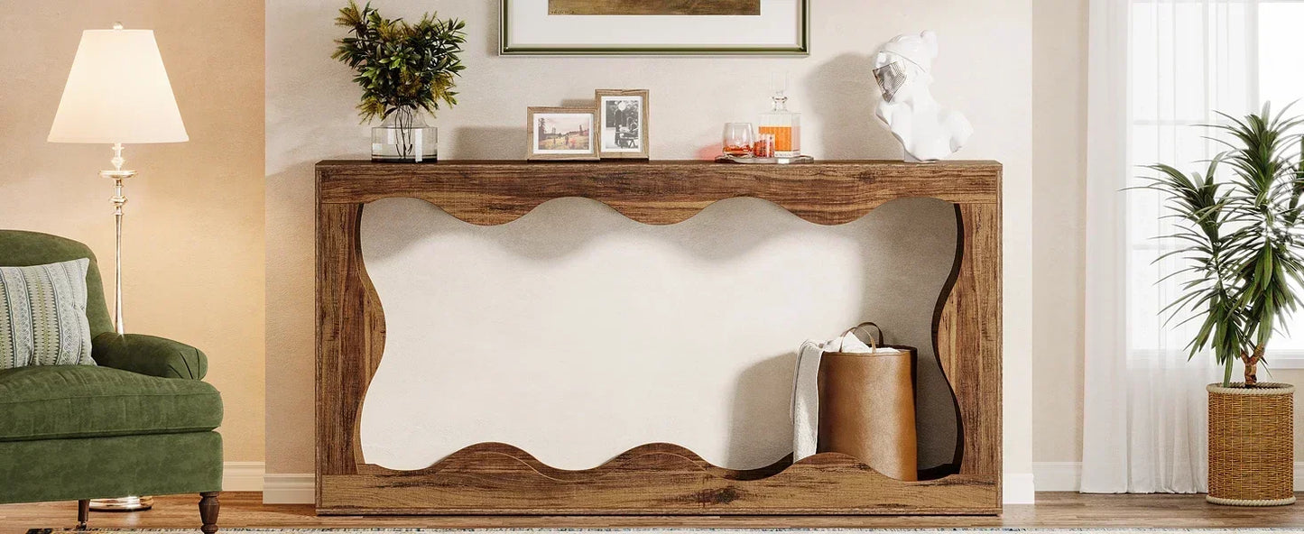 63-Inch  Console Table with Storage, Couch Table Behind Sofa,-  Long Entryway Table,