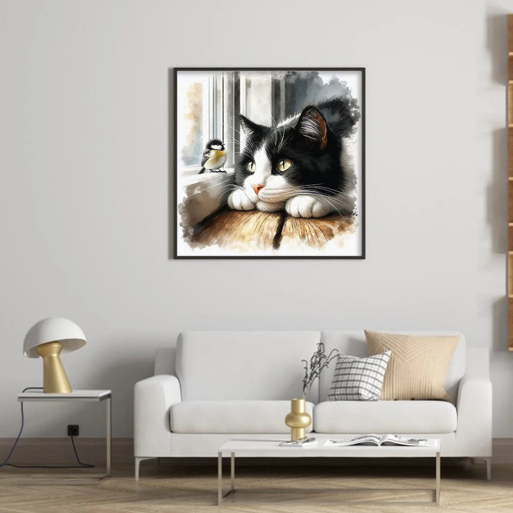 Full Embroidery Eco-cotton Thread 11CT Printed Cat Cross Stitch