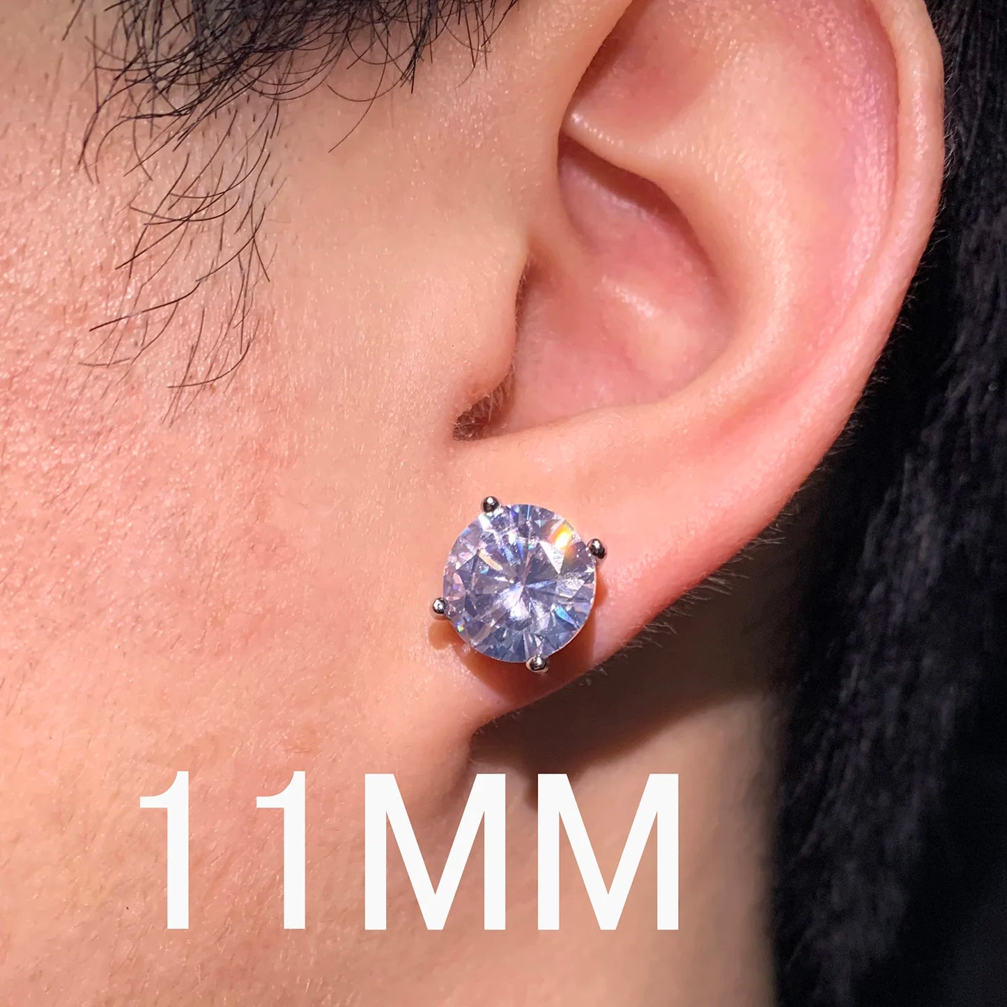 CUC 3-14MM AAAA Zircon Stud Earrings Screw/Push Back For Women -Men Fashion Trend Jewelry