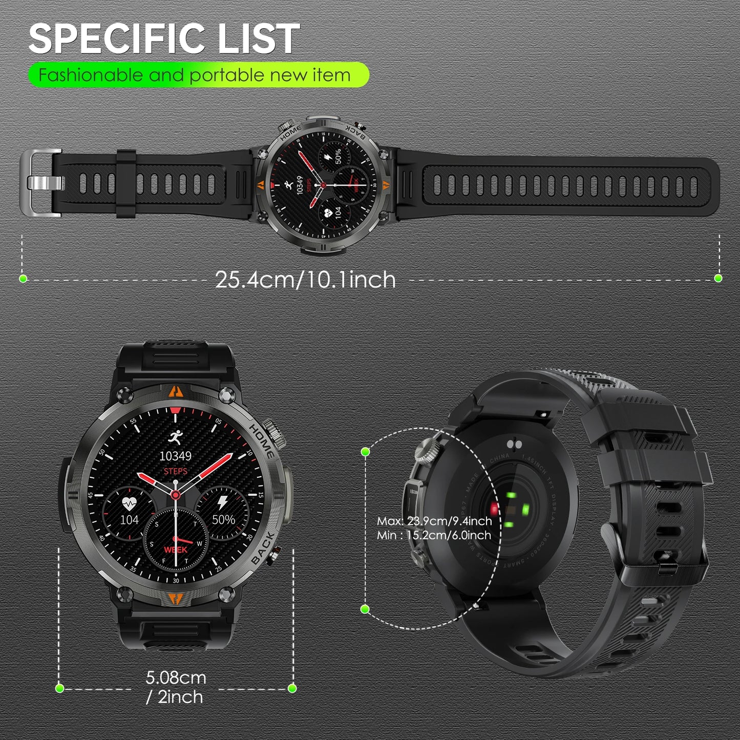 2025 New Bluetooth  smartwatch for men - Full Touch Screen With Health Monitor - Flashlight Smart watch