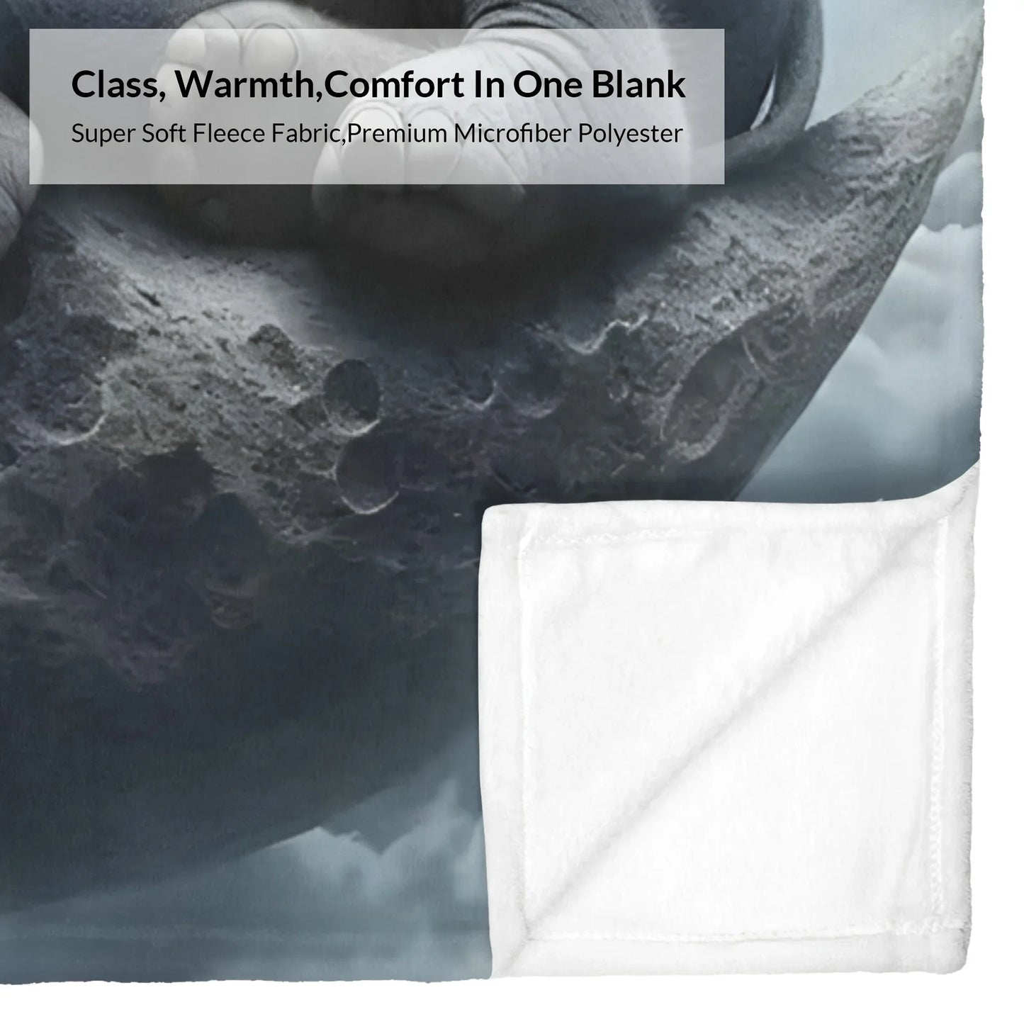 [Machine Washable Travel Blanket -  1pc Elephant Leaning On The Moon Sleeping