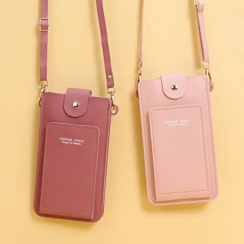 Women Bags Soft Leather Wallets - Touch Screen Cell Phone Purse - Crossbody Shoulder Strap Handbag