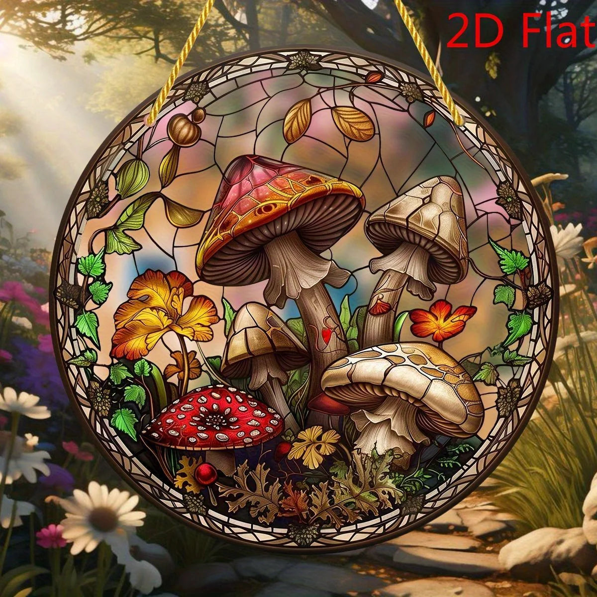1PC Mushroom Suncatcher - 2D Acrylic Stained Glass Wall/Window Decor for Home & Garden (All-Season Gift)