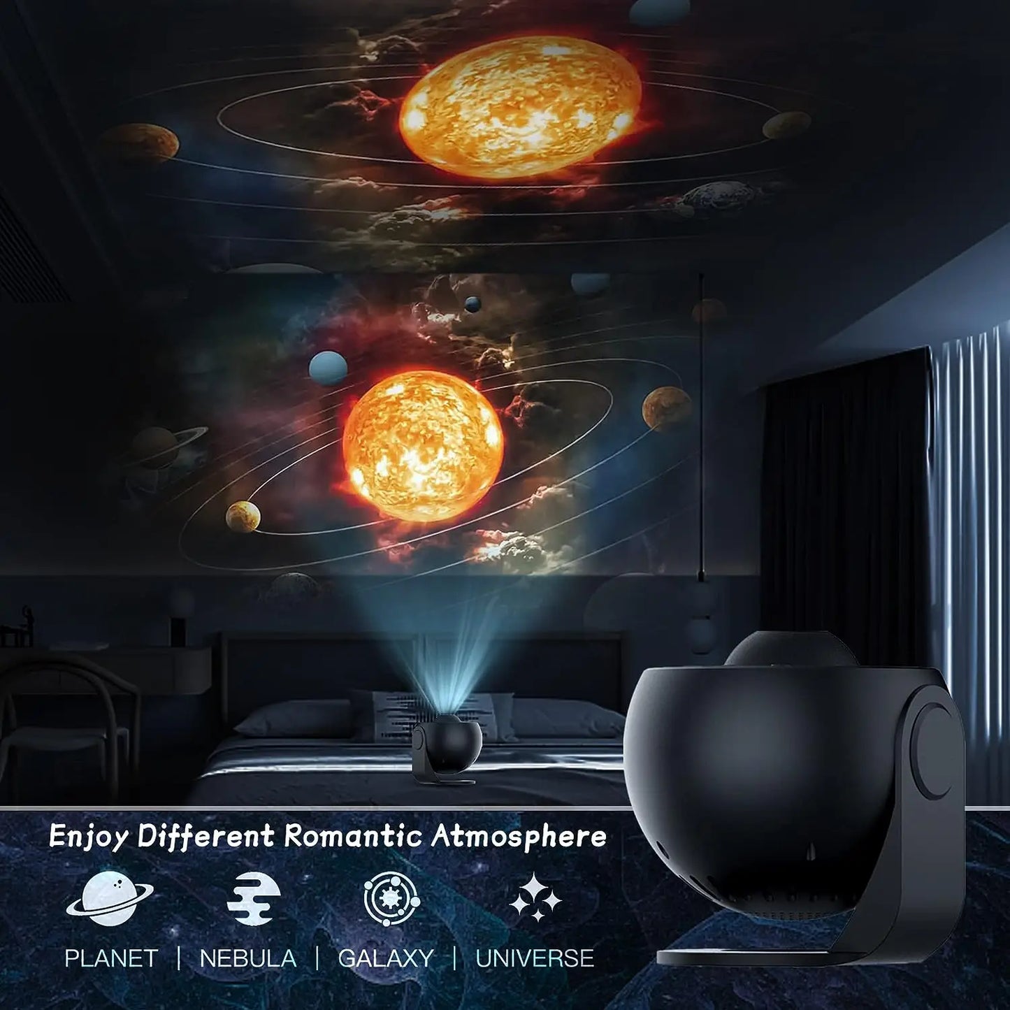 13 In 1 Galaxy Ultral Star Projector HD Image - Area LED Night Light, - 13 Film Discs,360° Rotate for