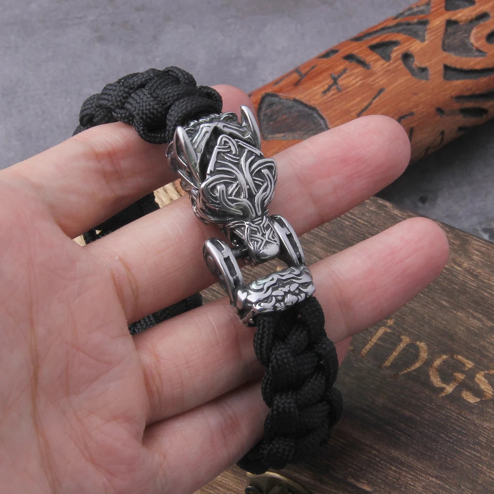 Never Fade Rock Viking Wolf Bracelet Men's
