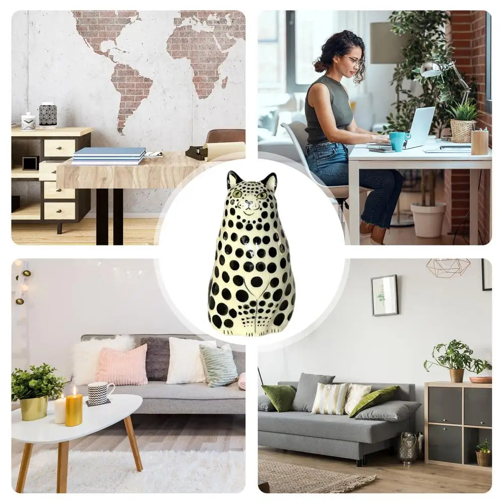 Polka Dot Cat Flower Vase - Dot Pattern Resin Cat Vase - Cat Vase For Home Bookshelf Shelf Decoration Tiny Animal Vases