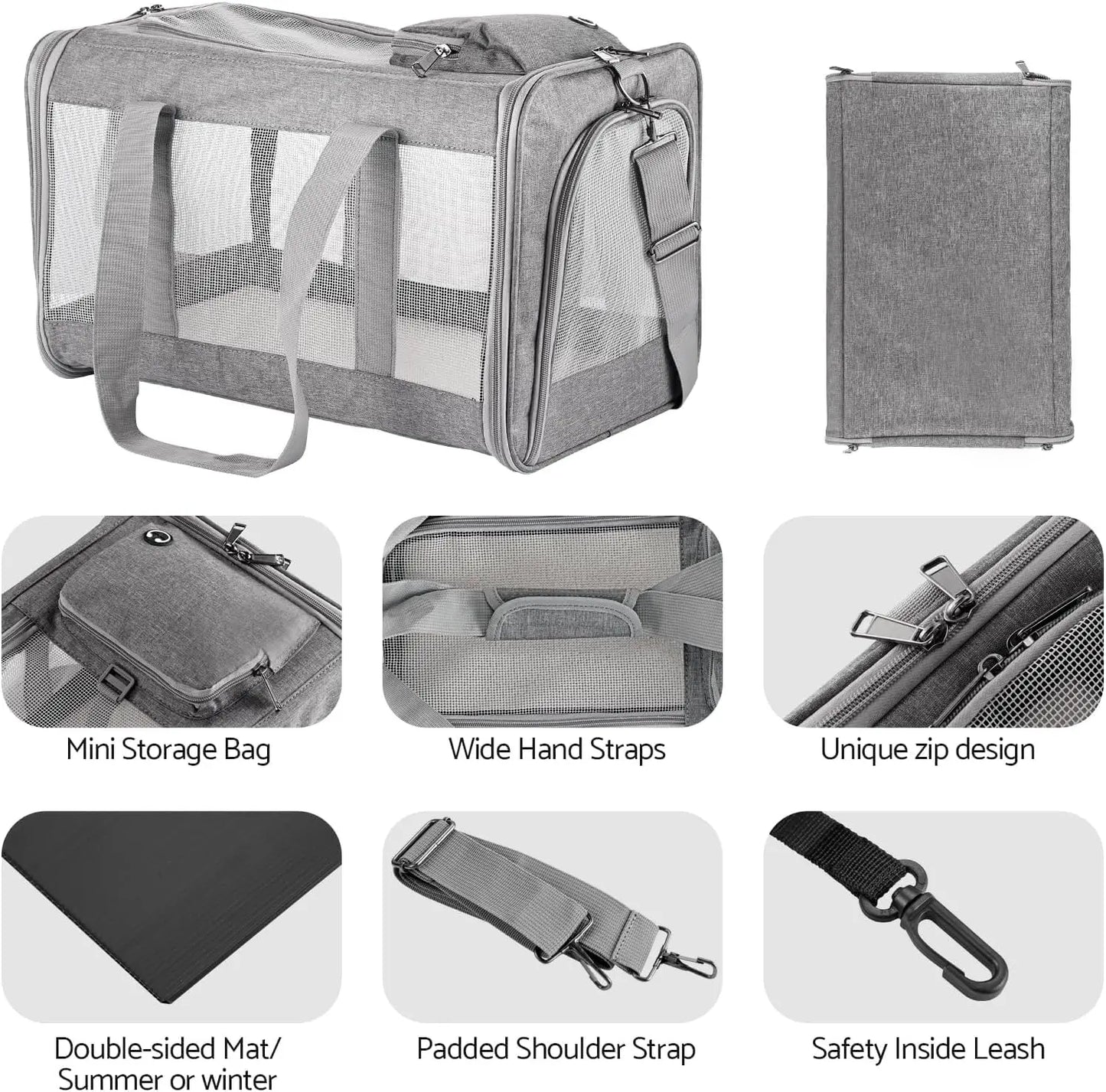 Airline Approved Pet Carrier for Cats  &  Dogs Soft Travel Bag with Breathable Honeycomb Board,Removable Support Board for Vet