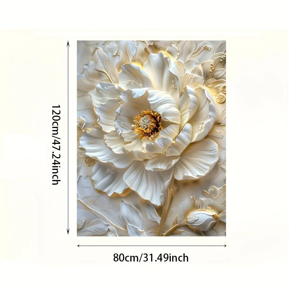 1pc modern abstract floral canvas art prints, frameless white floral