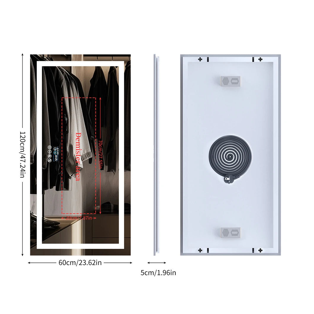 XXL Bathroom Mirror - Smart LED Vanity Mirror Wall Mounted with Bluetooth, Digital Display,