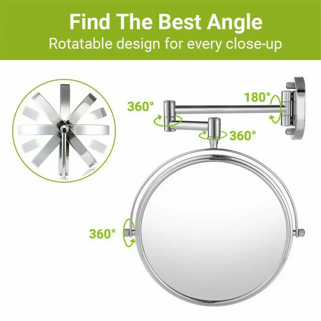 10X Magnifying Wall Mounted Mirror- 360 Swivel Makeup Mirror 8" Double Sided Vanity