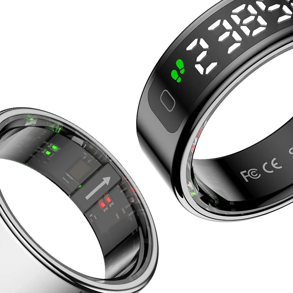 R11 Smart Ring with Display Screen and Touch Heart Rate Blood Oxygen Monitor - Wireless Charging Fitness Ring for Men & Women