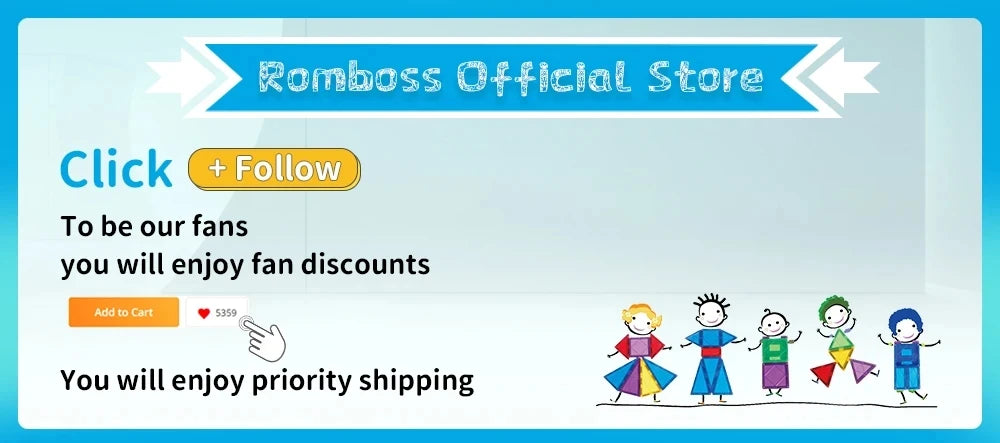 Romboss Magnetic Building Blocks Set - Magnetic Sheet Construction - Building Puzzle Tiles Boys & Girls