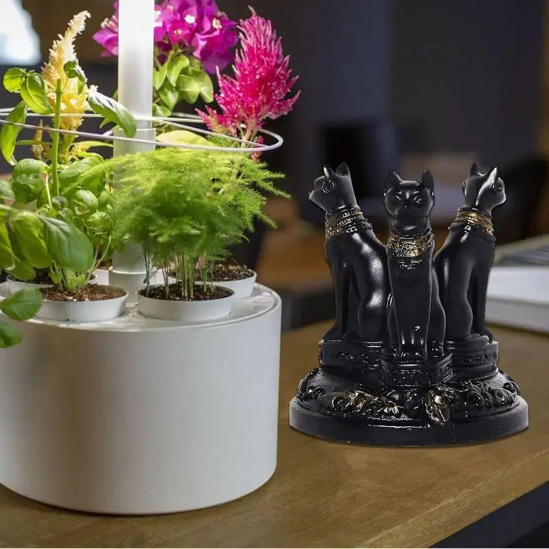 Egyptian Cat Statue - Crystal Sphere Ball Stand