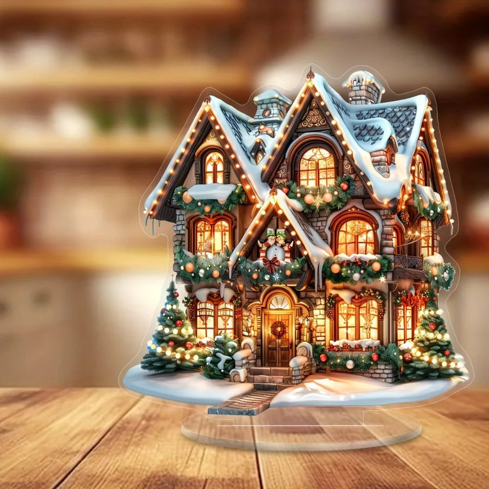 A charming two-dimensional gingerbread house Christmas table ornament