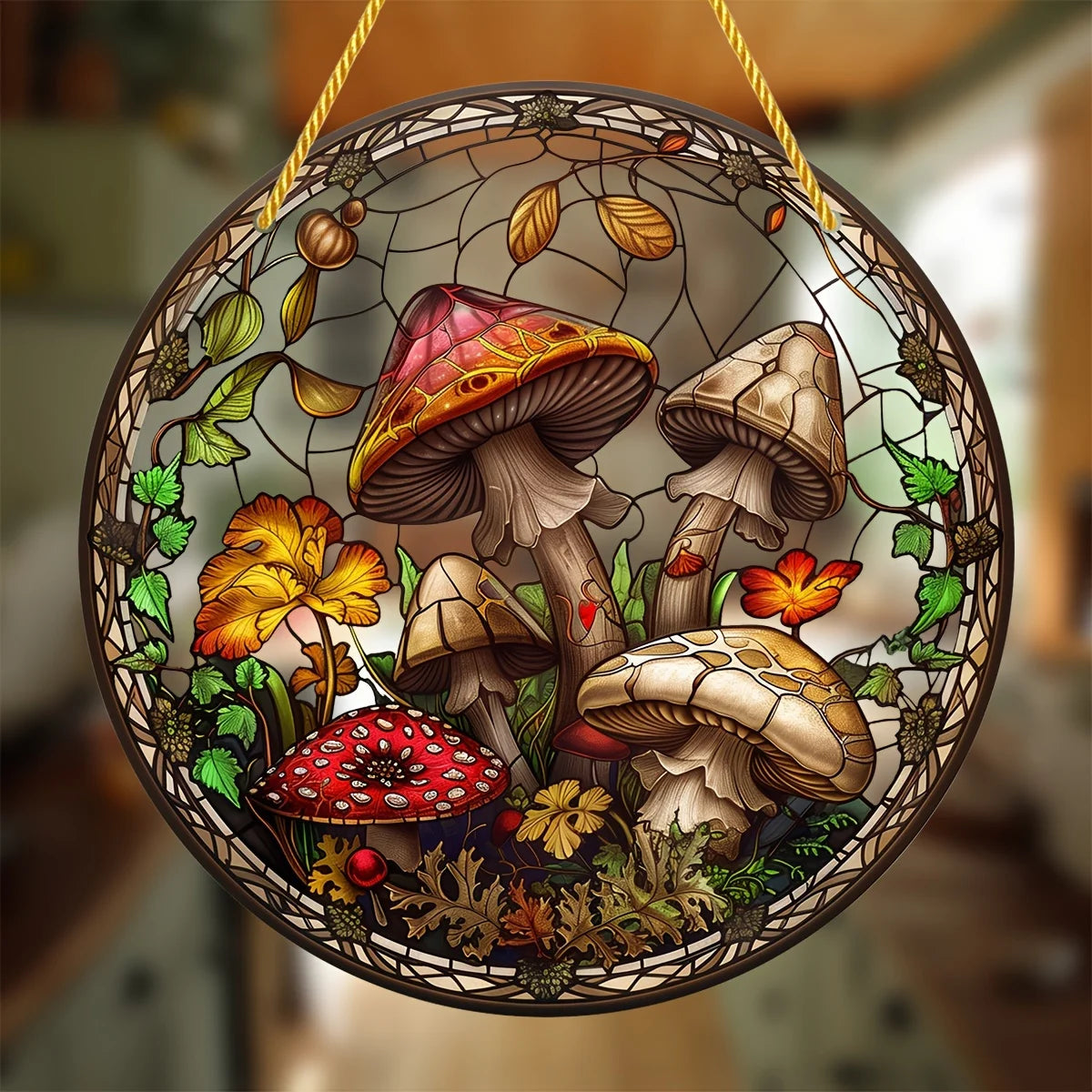 1PC Mushroom Suncatcher - 2D Acrylic Stained Glass Wall/Window Decor for Home & Garden (All-Season Gift)