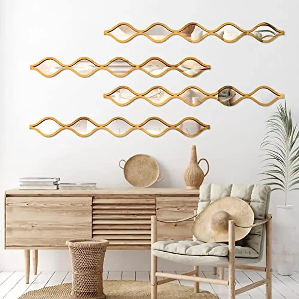 Teardrop Mirror Wall Art Decor Set of 4 Gold