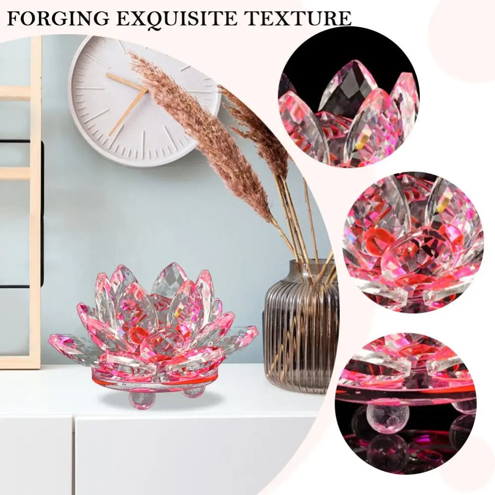 60-140mm Crystal Lotus Flower Figurine Home  Decoration - Glass Craft Paperweight - Table Ornaments