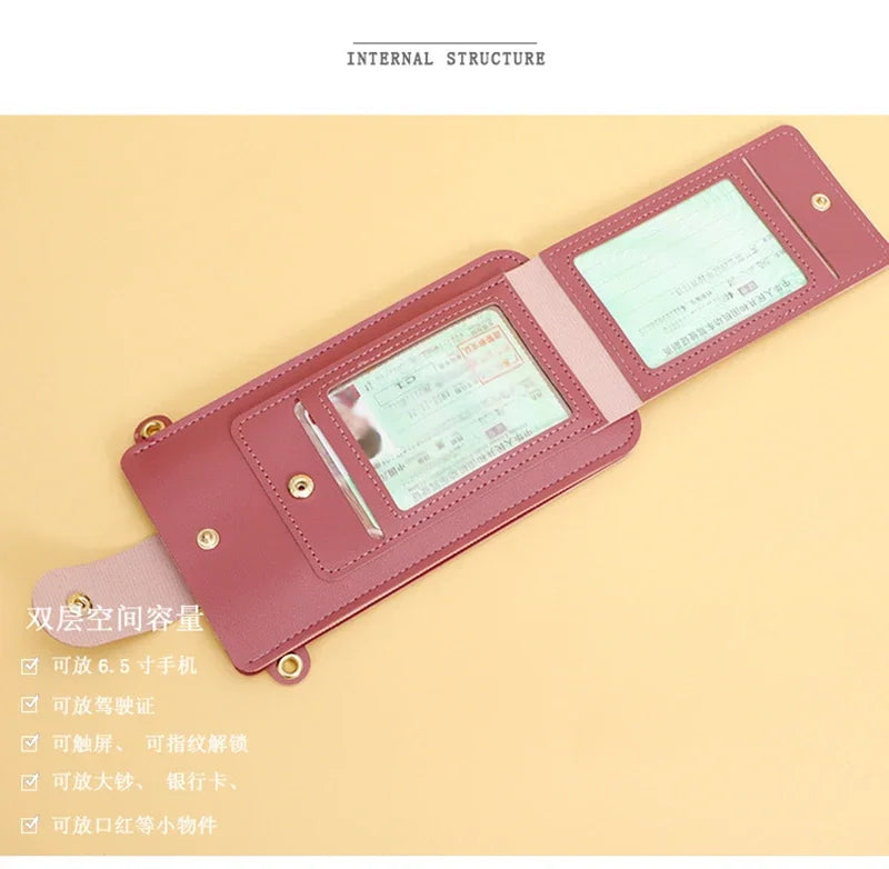 Women Bags Soft Leather Wallets - Touch Screen Cell Phone Purse - Crossbody Shoulder Strap Handbag