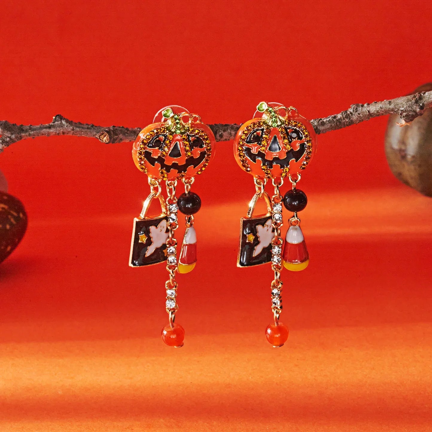 Cute Halloween Dangle Earrings for Women - Cartoon Pumpkin - Ghost Spider Drop Oil Earring
