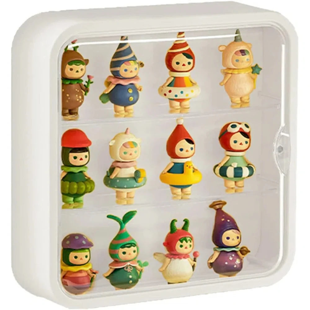 Clear Display Case for Figures, Wall-Mounted Doll Storage - 3Layer Storage Box