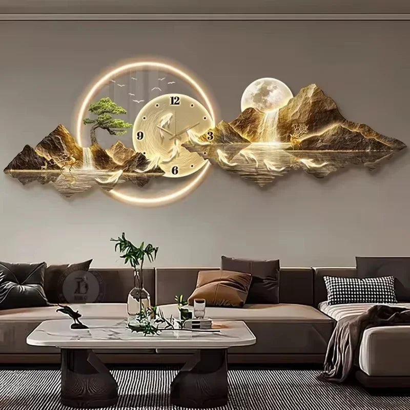 Design Luxury Wall Clocks Living Room Led Aesthetic