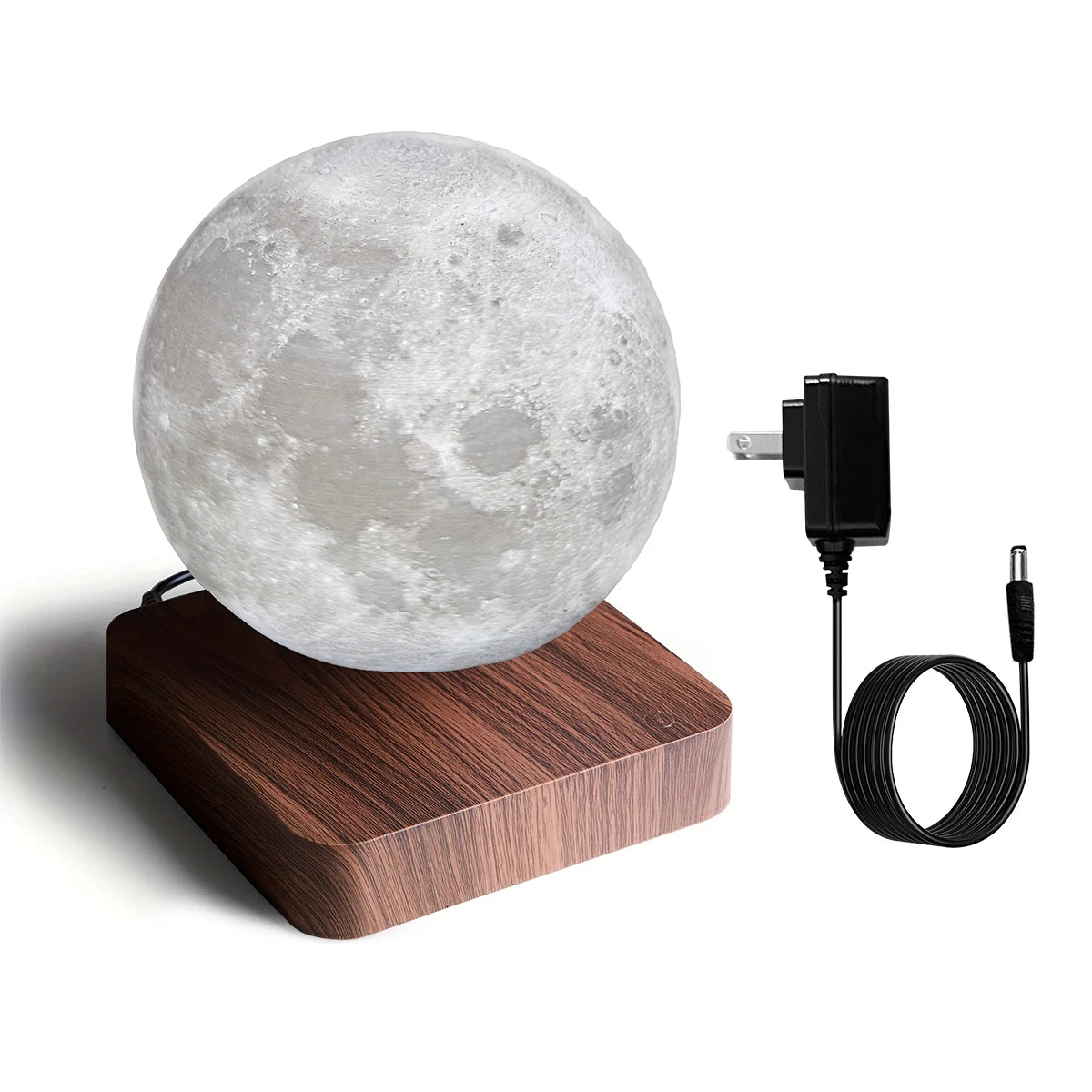 Magnetic Floating Rotating Moon Lamp with Wooden Base, 3 Color Temperature LED Night Lights