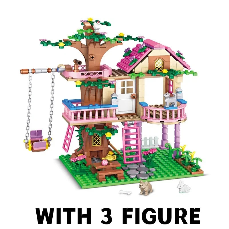 Friends City Tree House Summer Holiday - Villa Castle Building Blocks Sets - Figures Garden DIY - Toys for Kids Girl Birthday Gift
