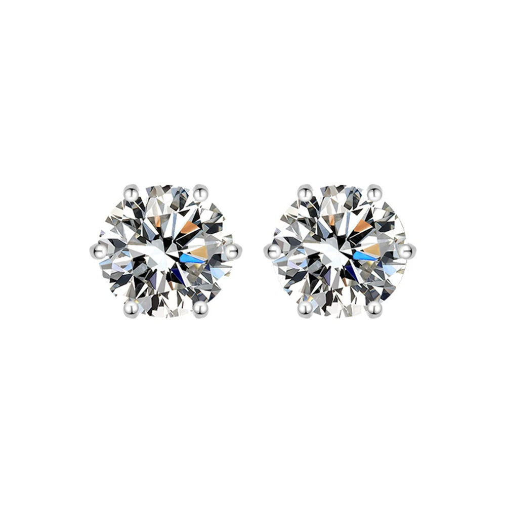 925 Sterling Silver - GRA Certified 0.5-3CT - Real Moissanite -  Six-jaw Stud Earrings
