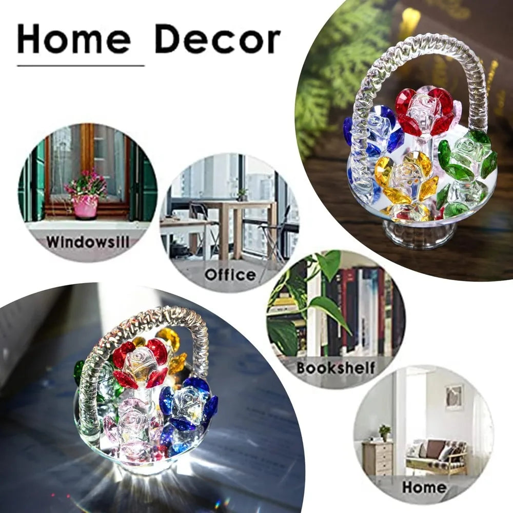 Crystal Sunflower Figurine Collectible Glass Flower Ornament Statue