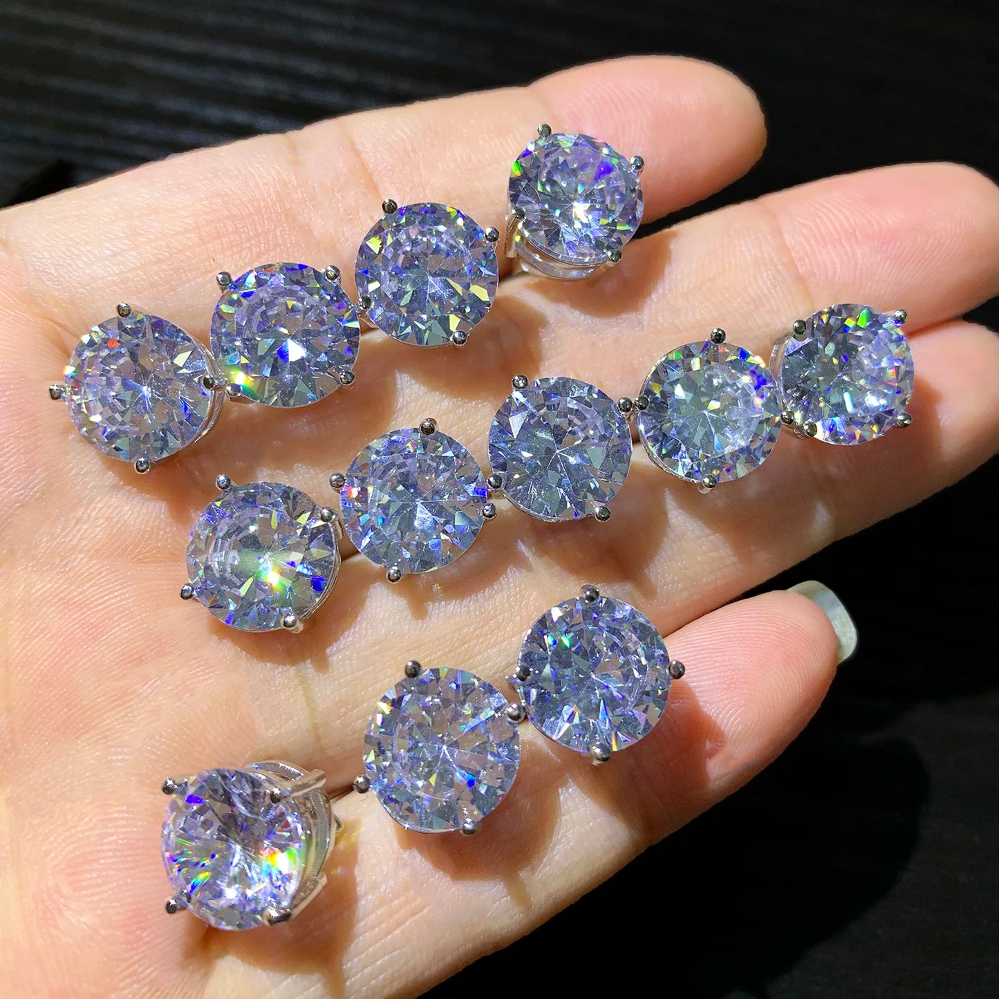 CUC 3-14MM AAAA Zircon Stud Earrings Screw/Push Back For Women -Men Fashion Trend Jewelry