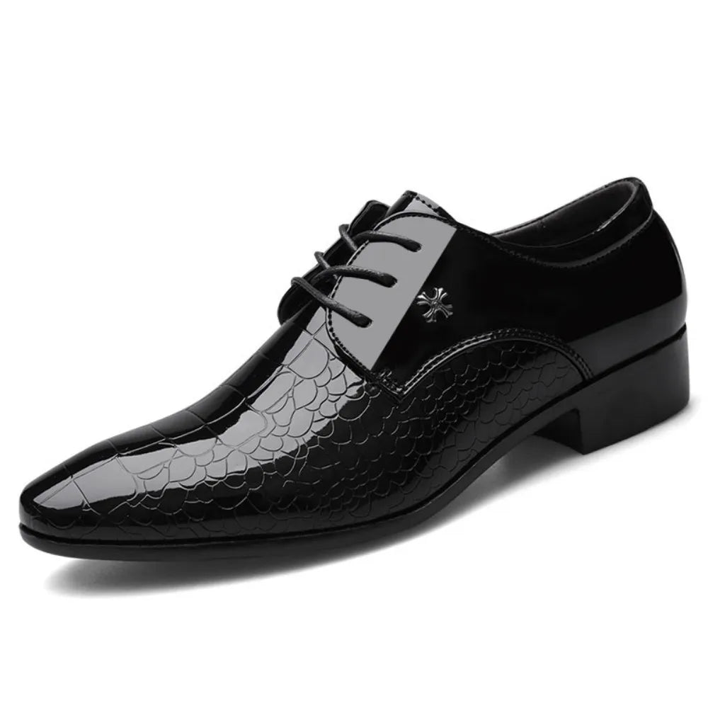 Men's Dress Shoe -  Cracked Stripe Classic - Business Oxford Shoes  - Casual Lace Up