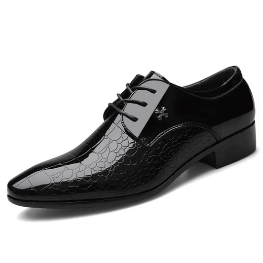 Men's Dress Shoe -  Cracked Stripe Classic - Business Oxford Shoes  - Casual Lace Up