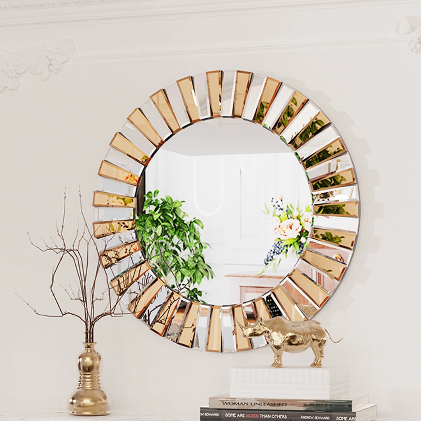 Round Wall Mirror Decorative Edge Glass