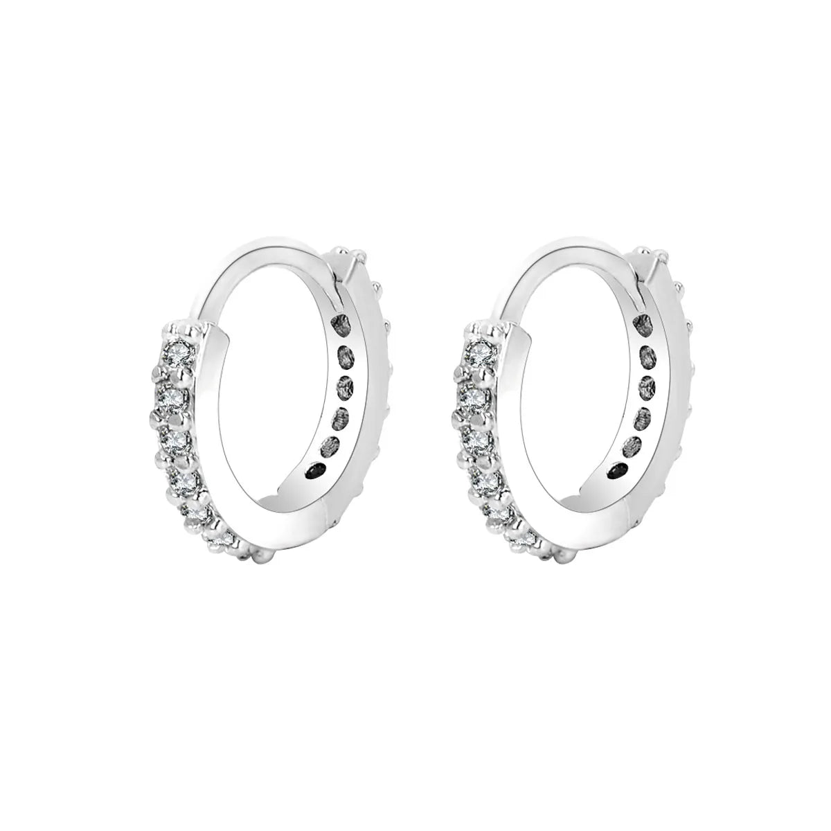 1Pair Stainless Steel Minimal Hoop Earrings - Crystal Zirconia -Small Huggie Thin Cartilage Earrings
