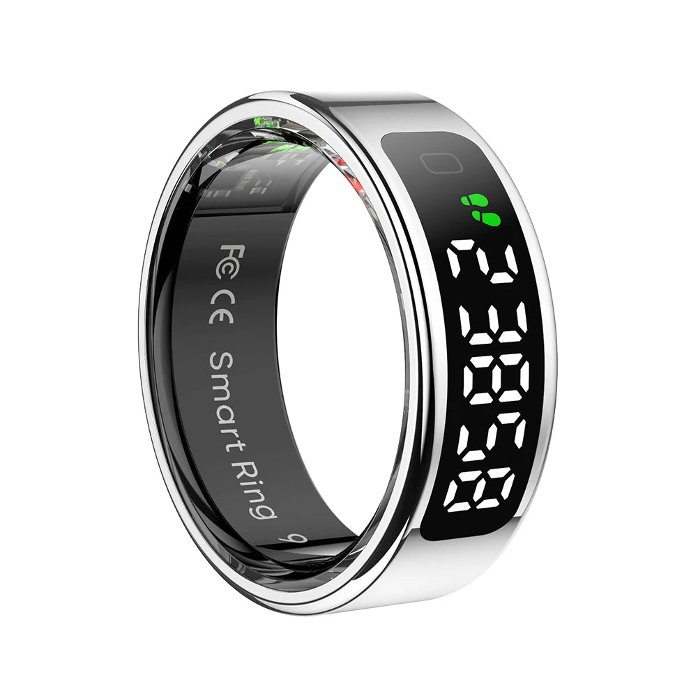 R11 Smart Ring with Display Screen and Touch Heart Rate Blood Oxygen Monitor - Wireless Charging Fitness Ring for Men & Women