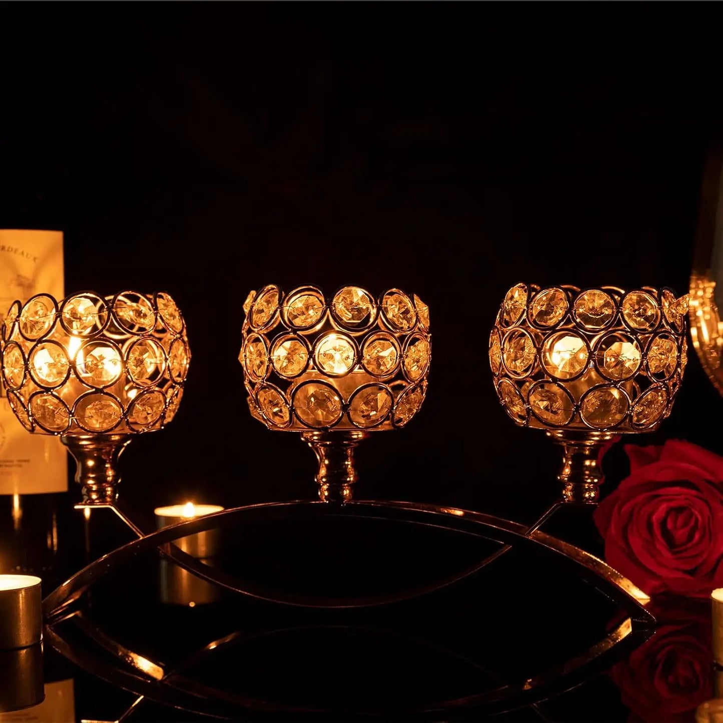 Silver Crystal Candle Holders