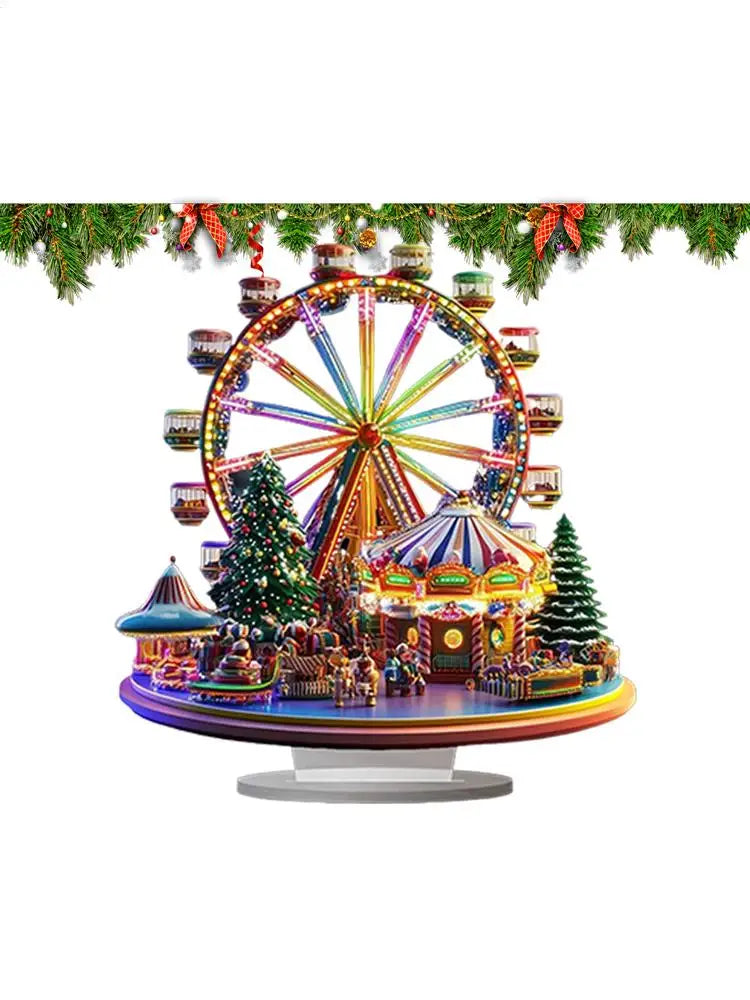 Ferris Wheel Accent Ornament 2D Acrylic Ferris Wheel Display Board Ferris Wheel Decor Christmas Tree Holiday Decoration