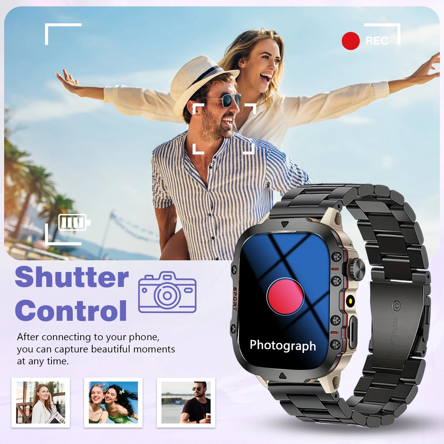 Smart watch, Bluetooth call, message reminder, two straps optional, suitable for iPhone/Android phone