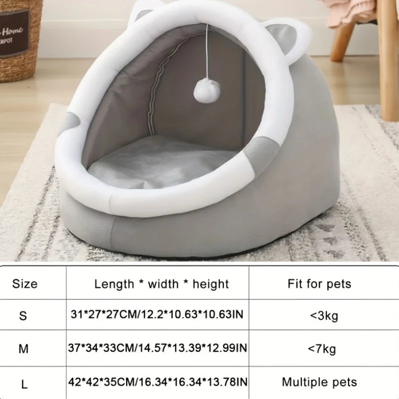 Comfortable Cartoon Cat House with Removable Pad -  Modern Style Pet Bed