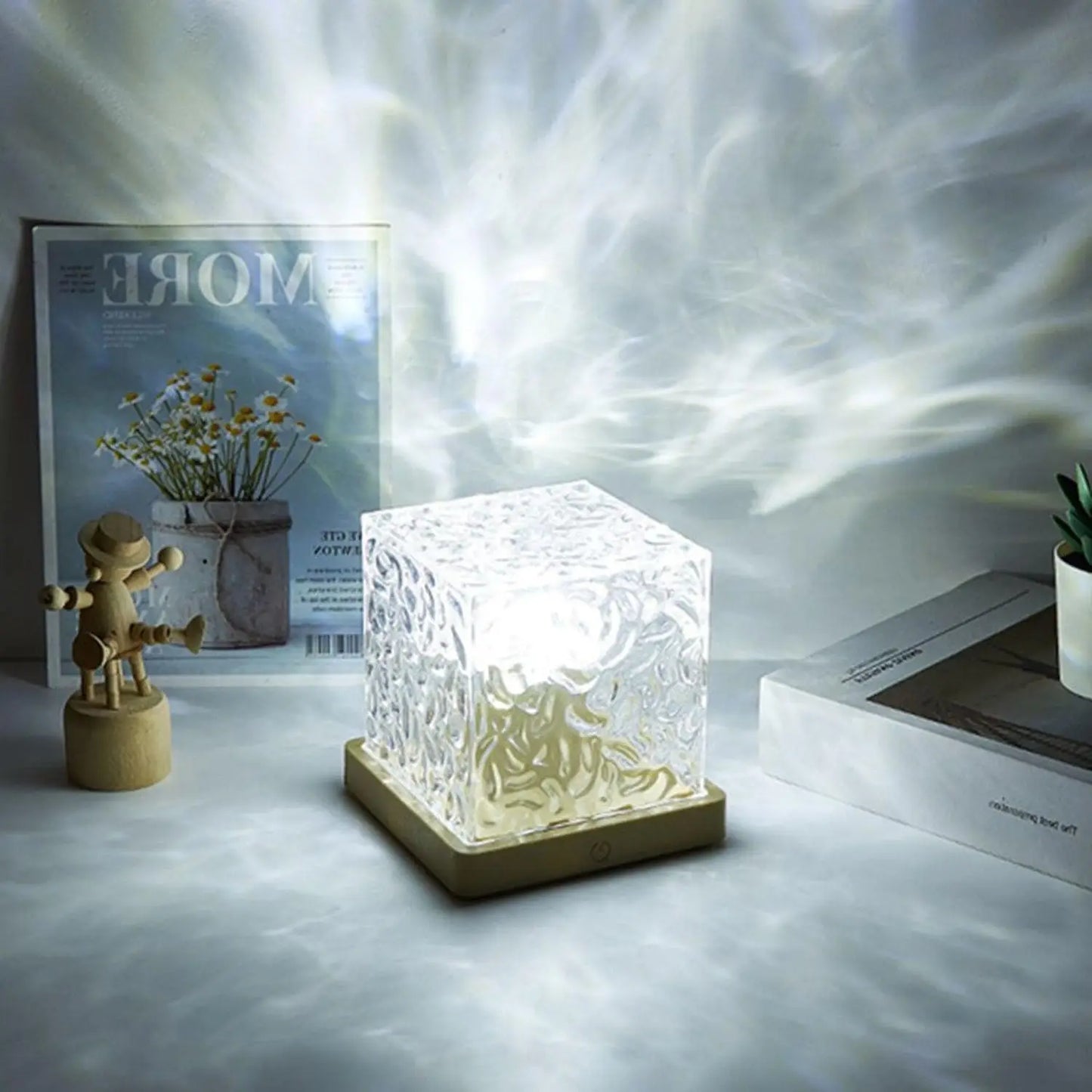 Cube,  Lamp, 16 Colors Light Projector,  Glow Lamp, -  Water Wave Effect - Night Light with Remote Control Power