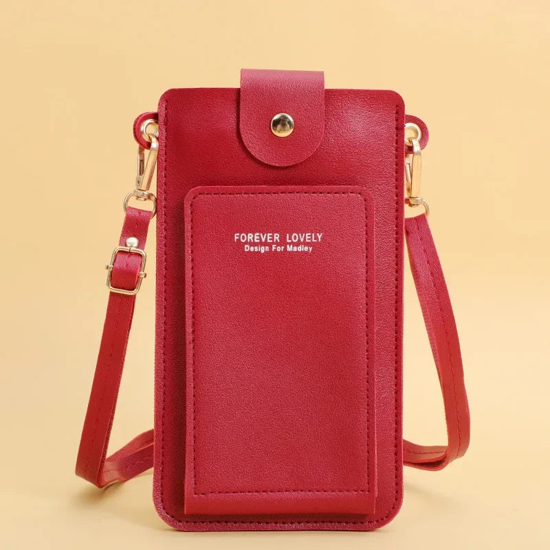 Women Bags Soft Leather Wallets - Touch Screen Cell Phone Purse - Crossbody Shoulder Strap Handbag