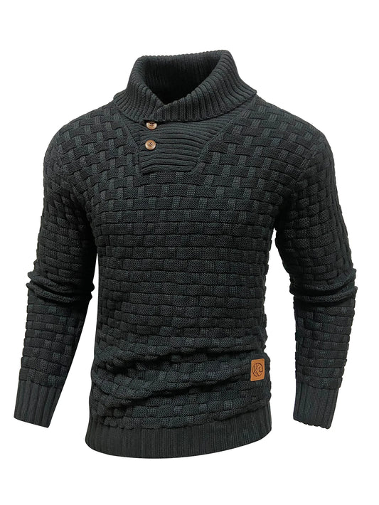Men’s Knitted Sweater - Casual Crew Neck - Warm Long Sleeve -