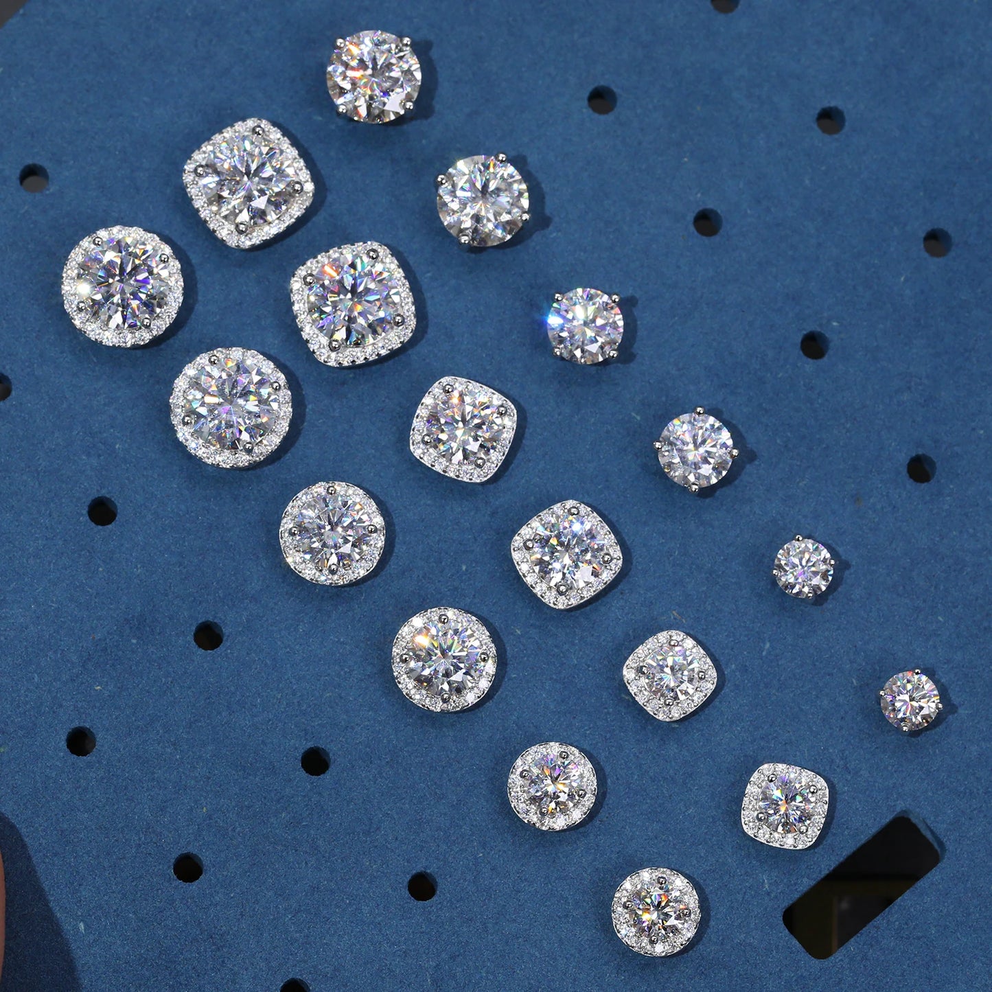 Classic Fashion Real Moissanite Stud Earrings For Women.  Sterling Silver Sparkling Engagement & Wedding Gifts